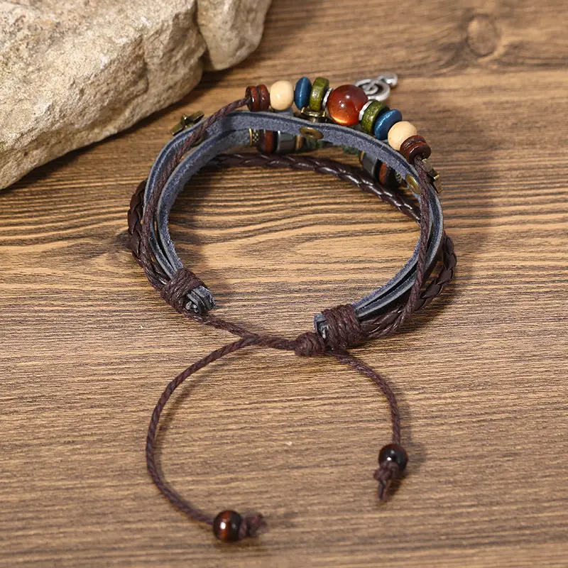 Woven Vintage Bracelet Blue Beaded Alloy Note - Image 9