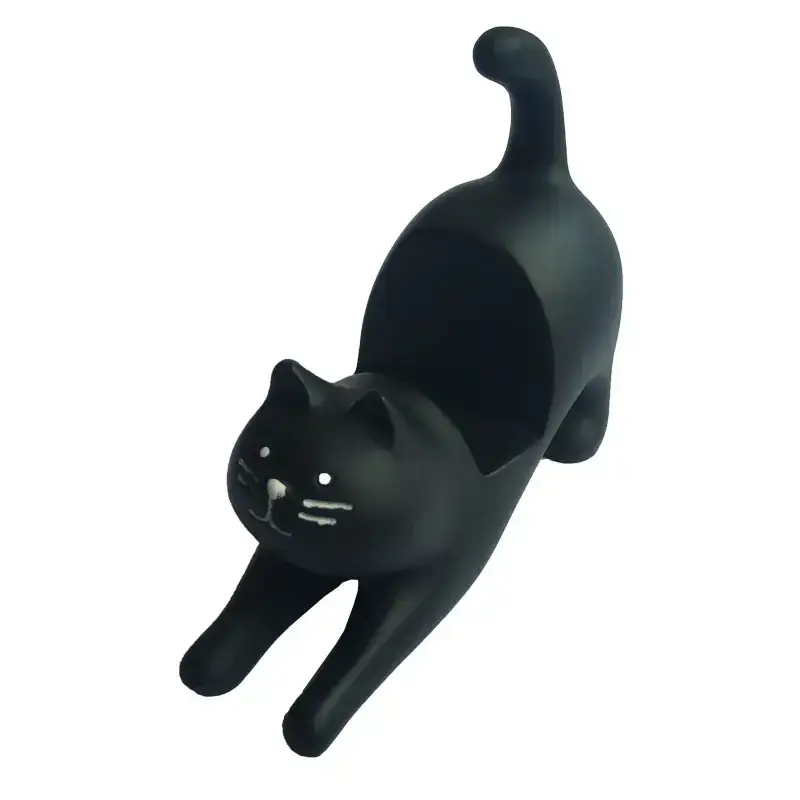 Black Resin Cat Mobile Phone Holder Ornament
