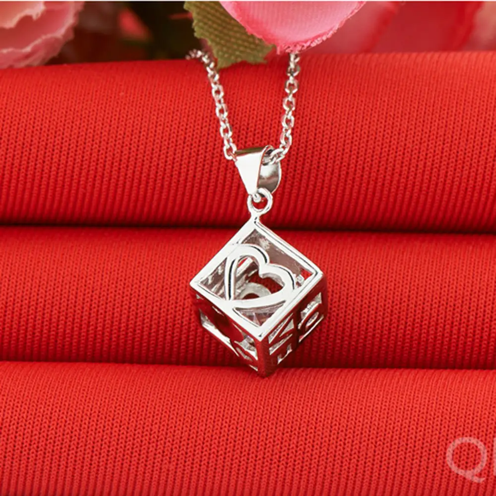 Korean Style Love Window Rubik's Cube Pendant Necklace - Image 3