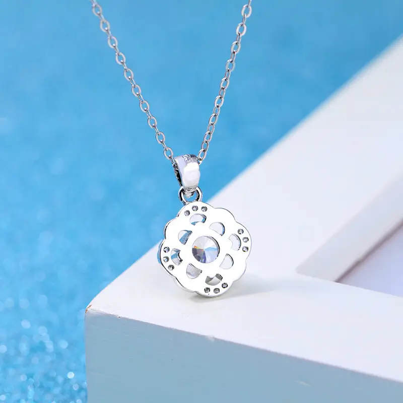 Silver Plated Flower Pendant Necklace for Women - Image 3