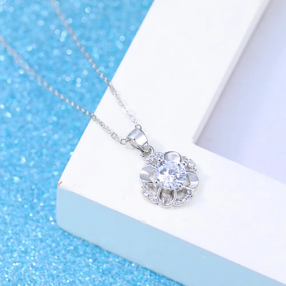 Silver Plated Flower Pendant Necklace for Women - Image 4