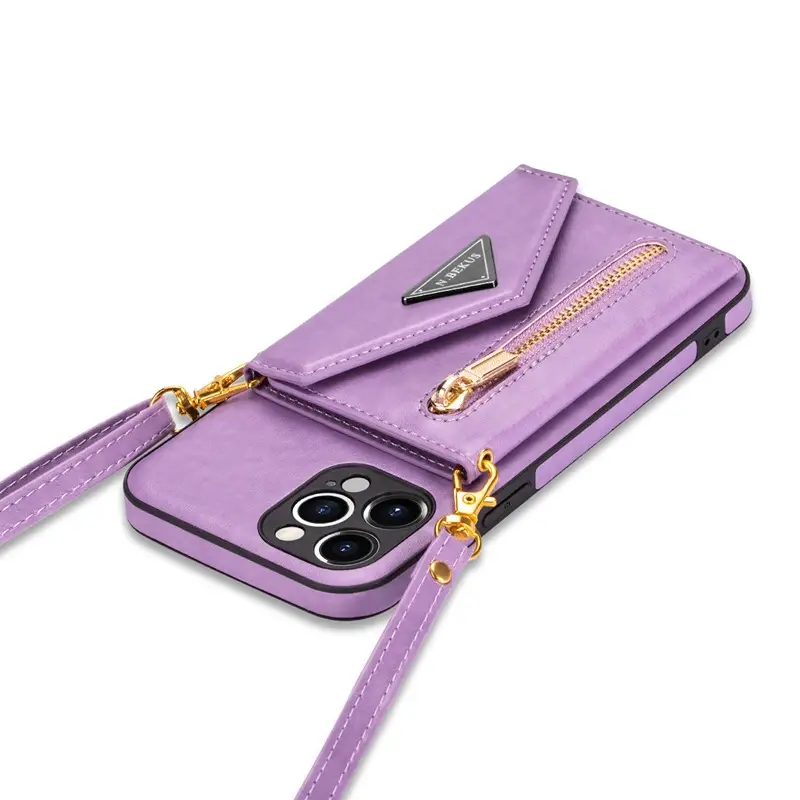 iPhone 17 Pro Max Leather Crossbody Case with Card Holder