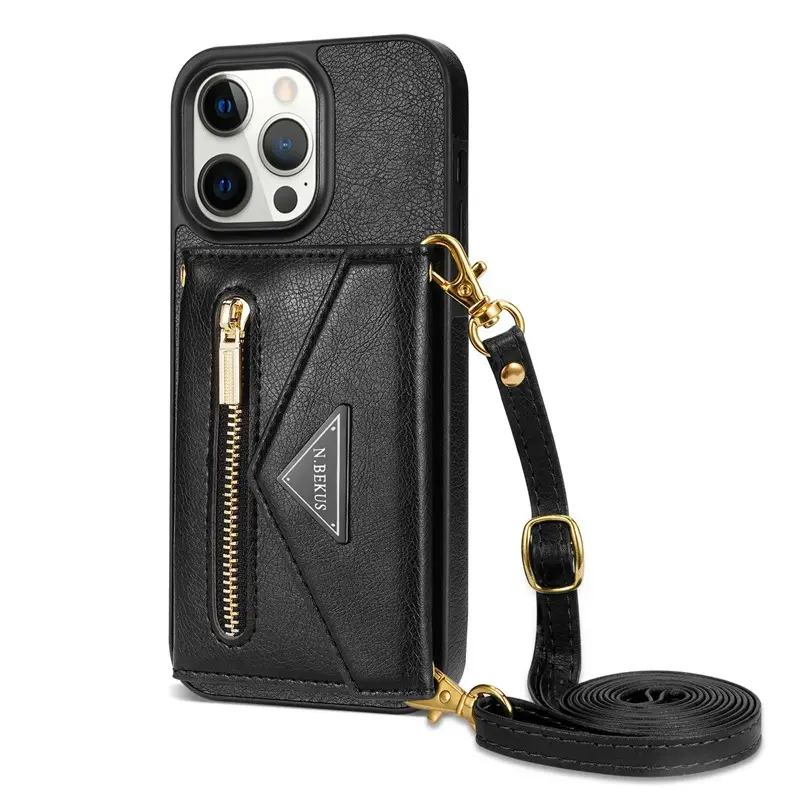 iPhone 17 Pro Max Leather Crossbody Case with Card Holder