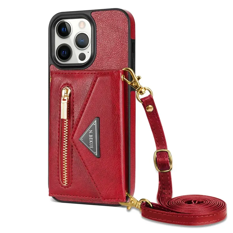iPhone 17 Pro Max Leather Crossbody Case with Card Holder