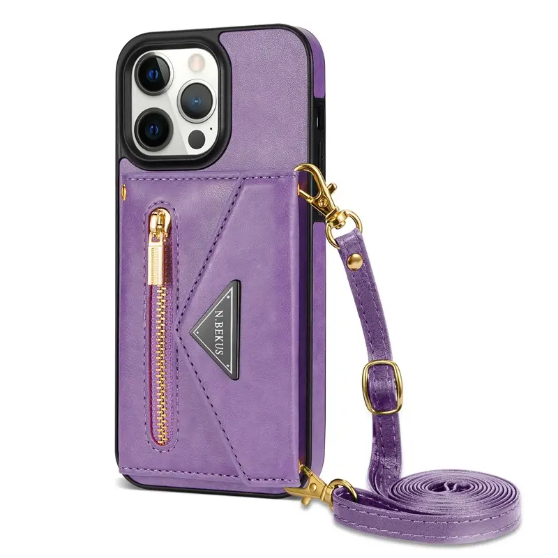 iPhone 17 Pro Max Leather Crossbody Case with Card Holder