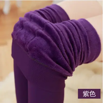 Women Thick Velvet Leggings Green High Waist Winter Warm - Image 8
