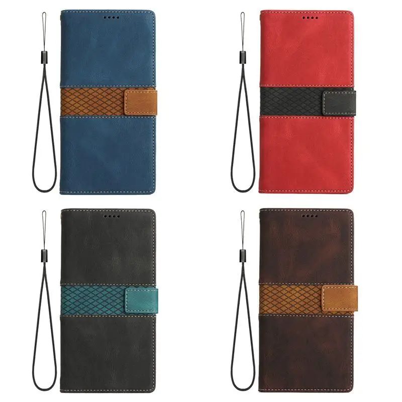 Red Leather Phone Case with Wrist Strap & Card Holder