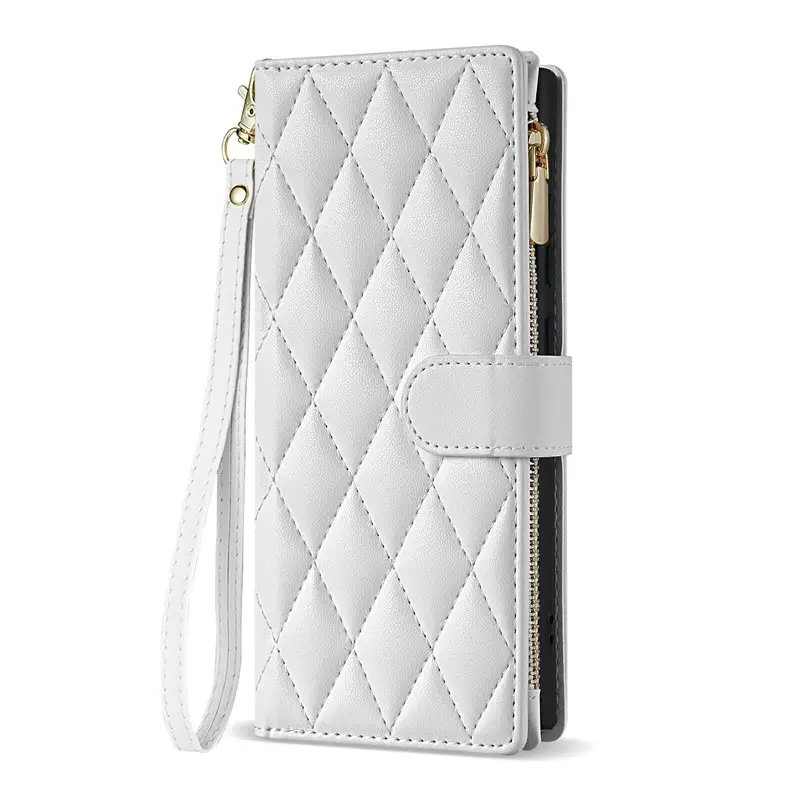 Black Quilted Leather Phone Case with Lanyard for S25 Ultra - Image 4