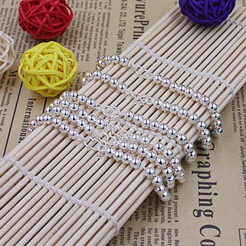 Silver Plated Smooth Round Beads Bracelet for Women - Image 3