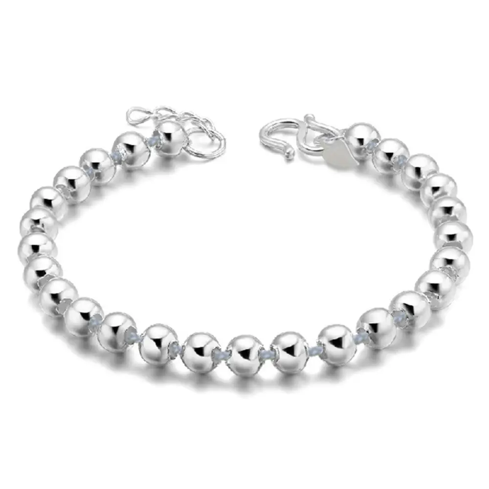 Silver Plated Smooth Round Beads Bracelet for Women - Image 5