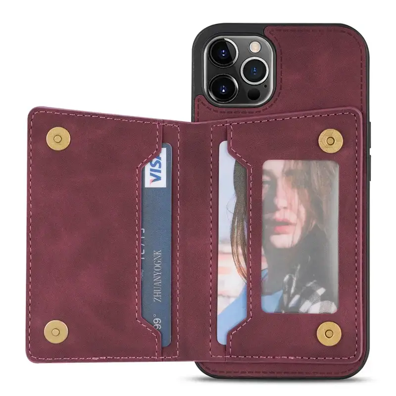 Trendy Orange Leather Phone Case with Card Slot & Camera Access - Image 8