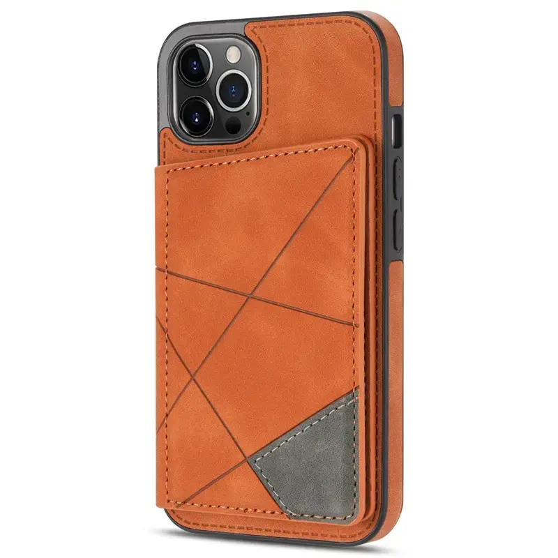 Trendy Orange Leather Phone Case with Card Slot & Camera Access - Image 10