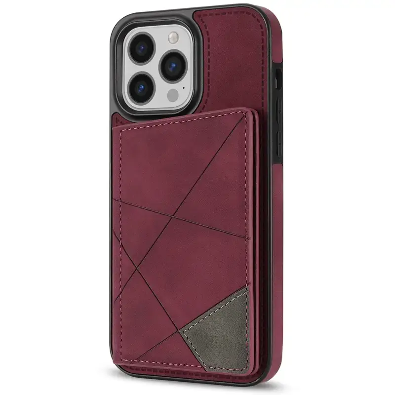 Trendy Orange Leather Phone Case with Card Slot & Camera Access - Image 4