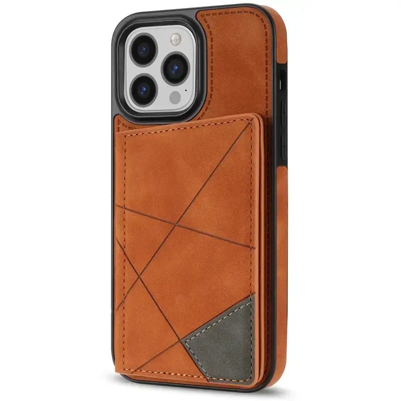 Trendy Orange Leather Phone Case with Card Slot & Camera Access - Image 5