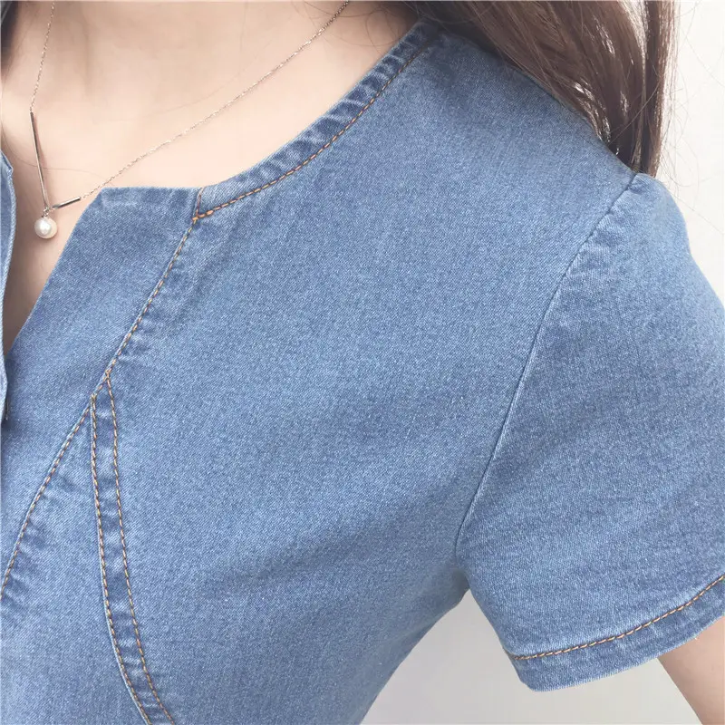 Blue Denim Button Front Women's Dress Large - Image 6