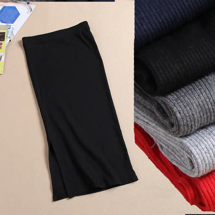2014 Wool Waist Hip Skirt Black Ribbed - Image 4