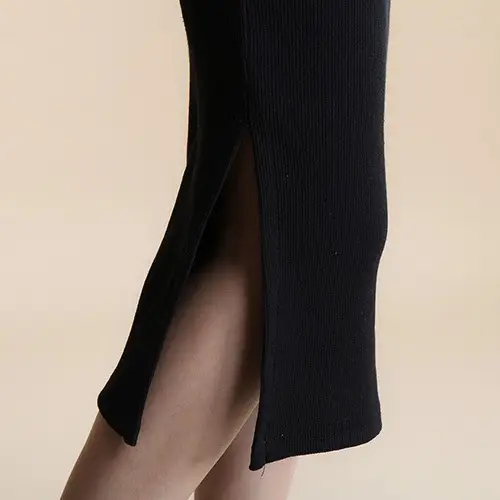 2014 Wool Waist Hip Skirt Black Ribbed - Image 5