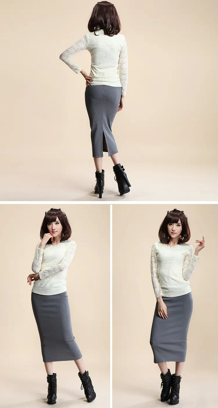 2014 Wool Waist Hip Skirt Black Ribbed — feature 10