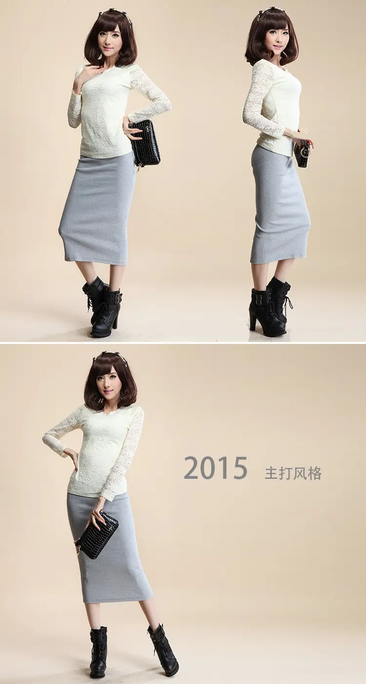 2014 Wool Waist Hip Skirt Black Ribbed — feature 11