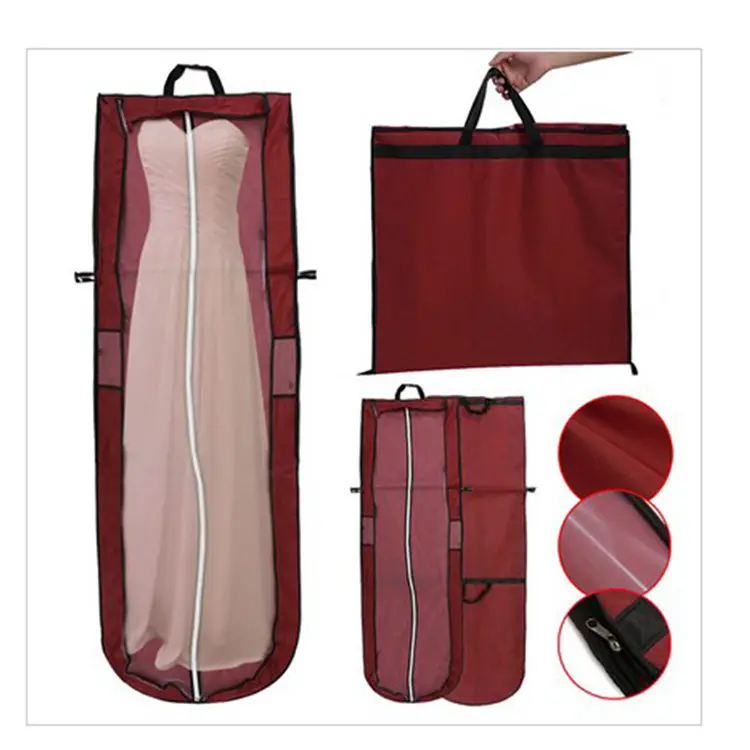 Red Foldable Wedding Dress Dust Cover with Hanger - Image 11