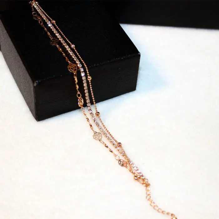 Korean Style Three-Layer Rhinestone Bracelet for Women