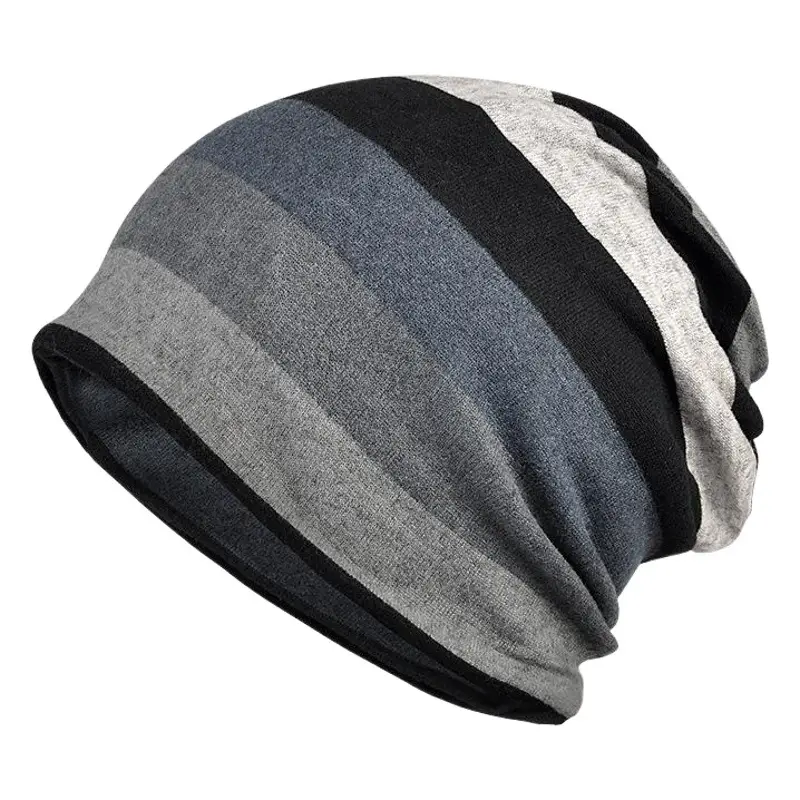 Ladies Double Layer Striped Neck Warmer Cap