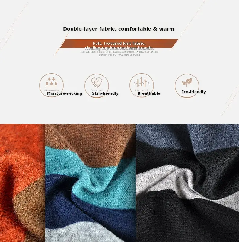 Ladies Double Layer Striped Neck Warmer Cap — feature 9