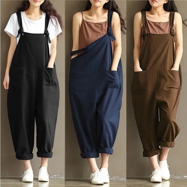 Women's Maroon Linen Suspenders Pants Set Plus Size - Image 12