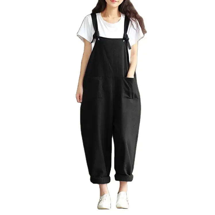 Women's Maroon Linen Suspenders Pants Set Plus Size - Image 14