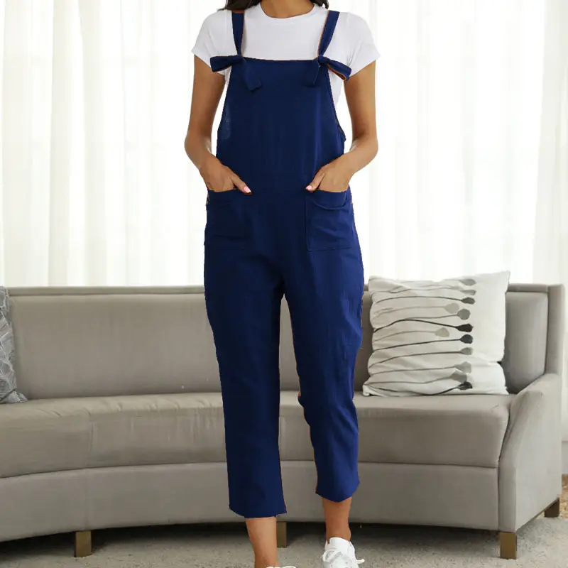 Women's Maroon Linen Suspenders Pants Set Plus Size - Image 6