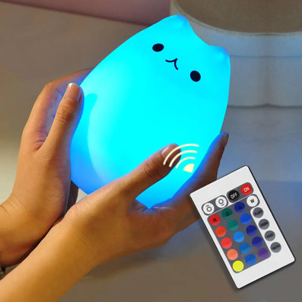 Cute Cartoon Cat Silicone Night Light with Remote Control - Image 4