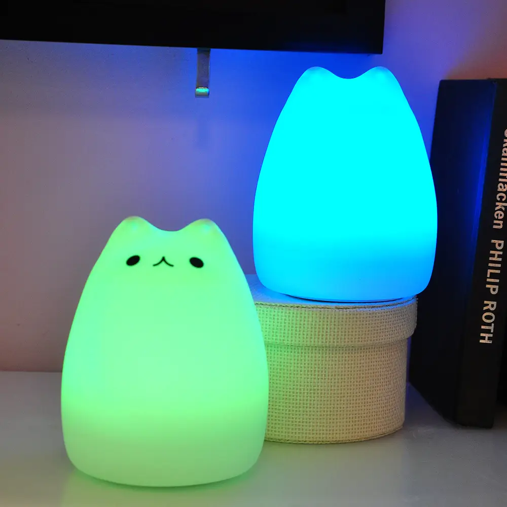 Cute Cartoon Cat Silicone Night Light with Remote Control - Image 5