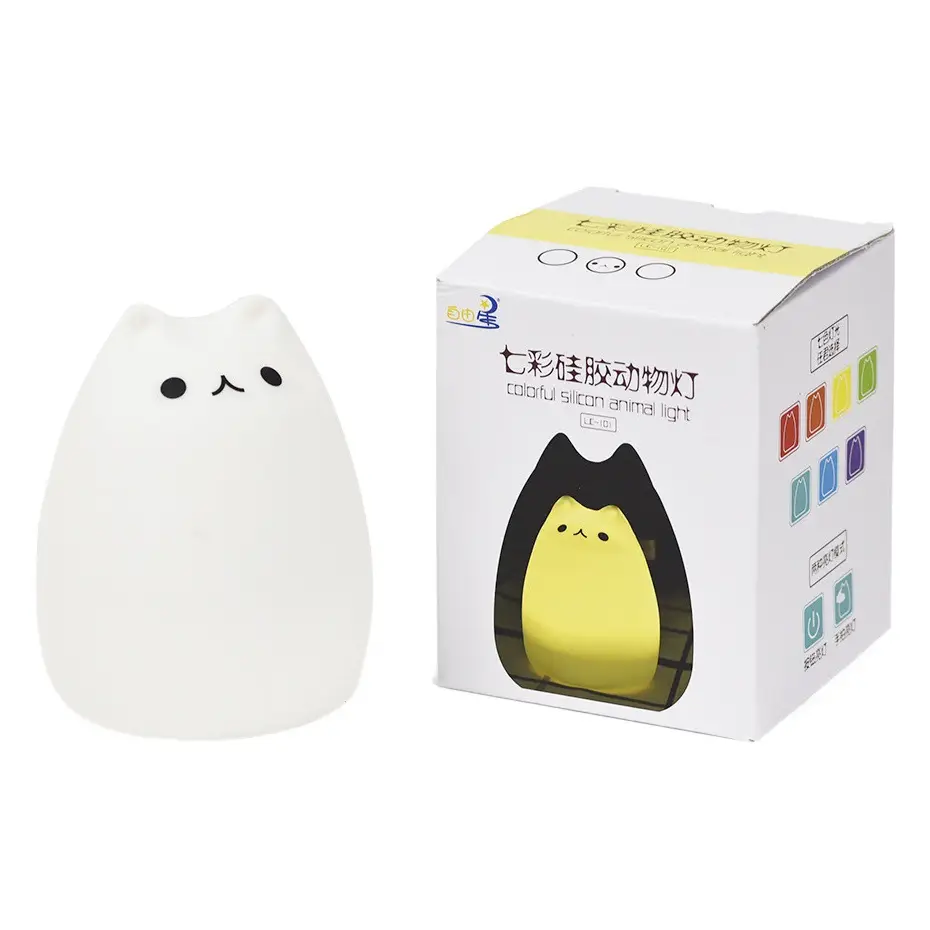 Cute Cartoon Cat Silicone Night Light with Remote Control
