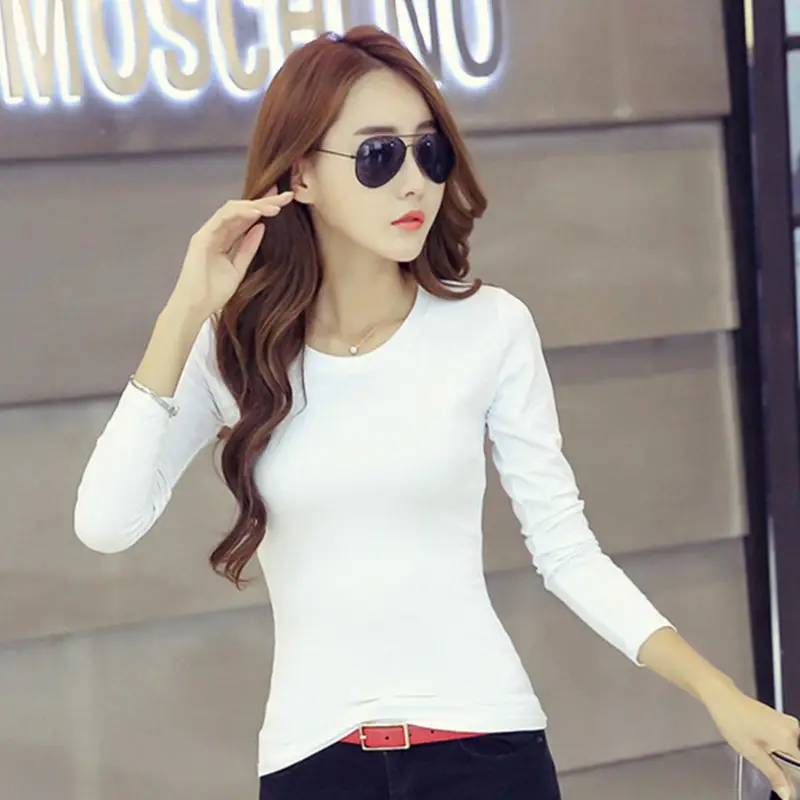 Women Black V Neck Long Sleeve Slim Fit T-Shirt