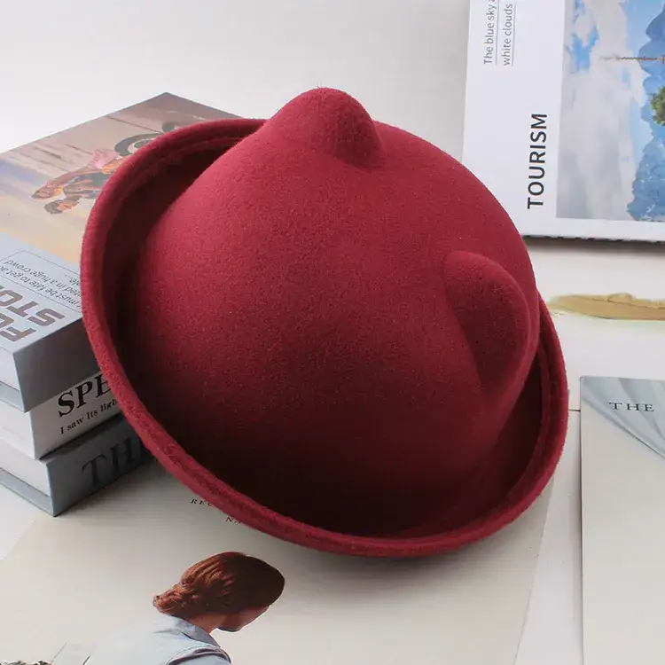 Red Wool Top Hat for Men Women Winter - Image 14