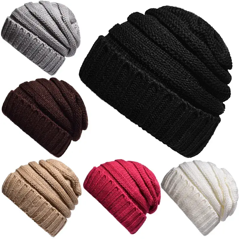Women's Pink Wool Flanged Ski Cap Autumn Winter - Image 19