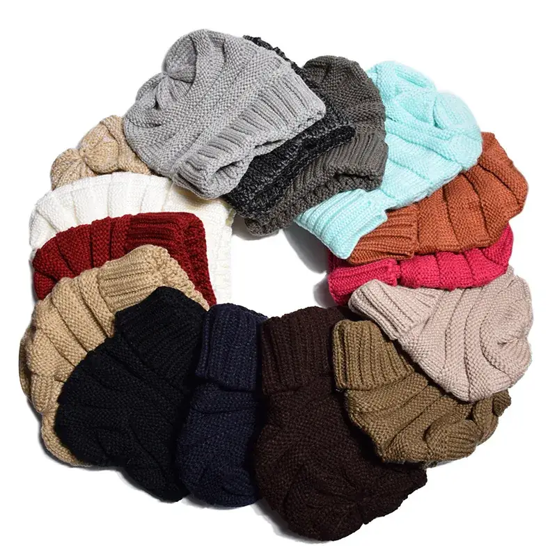 Women's Pink Wool Flanged Ski Cap Autumn Winter - Image 20