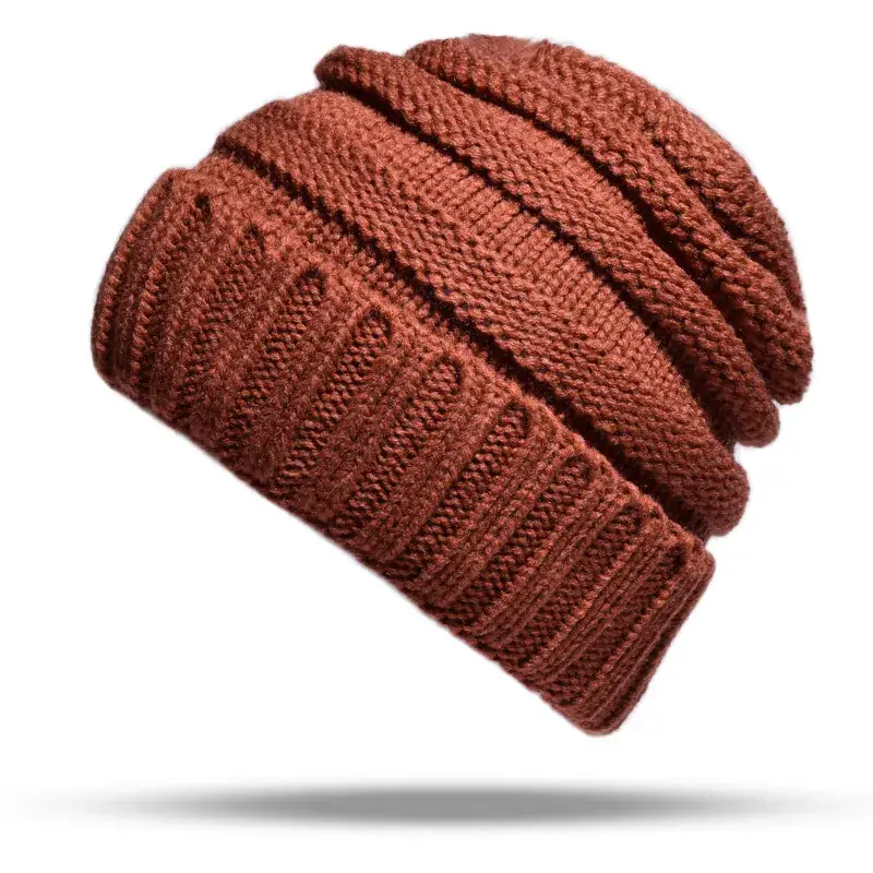 Women's Pink Wool Flanged Ski Cap Autumn Winter - Image 12
