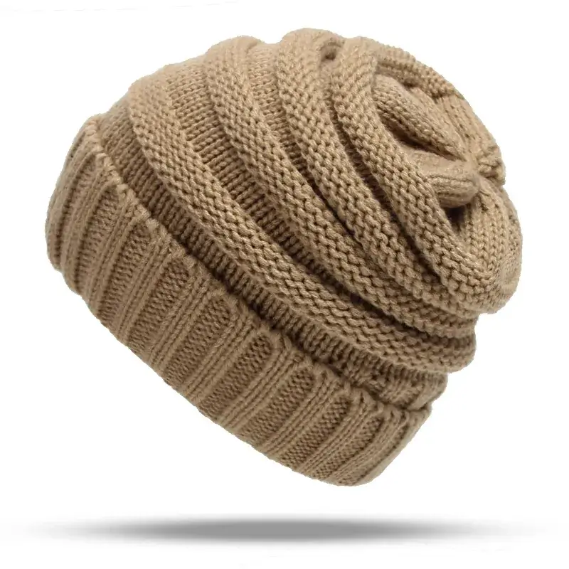Women's Pink Wool Flanged Ski Cap Autumn Winter - Image 3