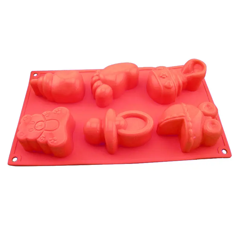 6-Piece Silicone Cake Mold Orange High Temp