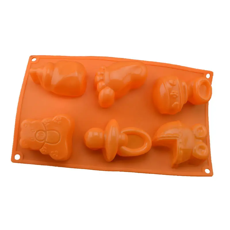 6-Piece Silicone Cake Mold Orange High Temp