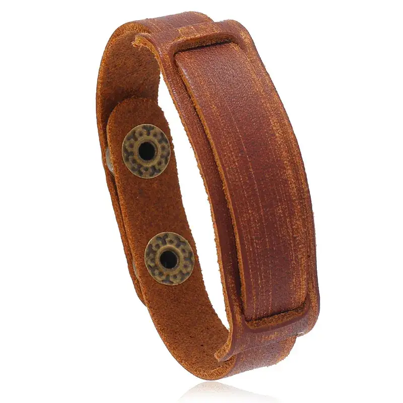 Men's Retro Cowhide Bracelets Black Brown Brown - Image 3