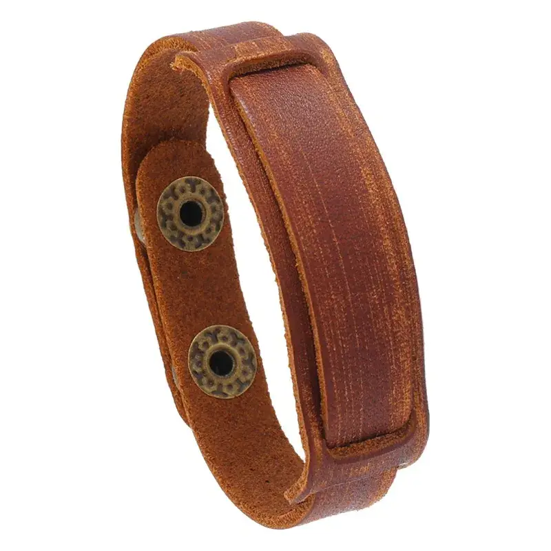 Men's Retro Cowhide Bracelets Black Brown Brown