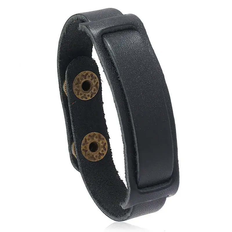 Men's Retro Cowhide Bracelets Black Brown Brown - Image 2