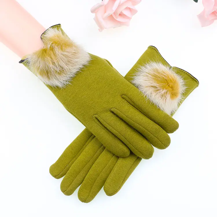 Women's Velvet Touchscreen Gloves Purple Bow