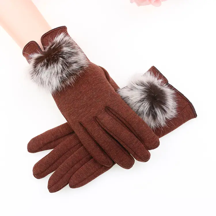 Women's Velvet Touchscreen Gloves Purple Bow