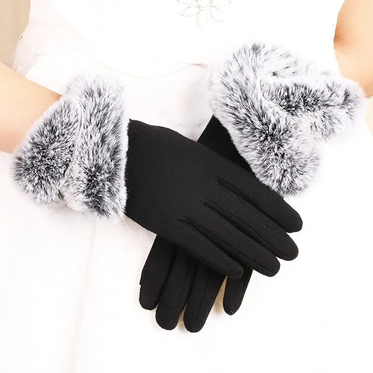 Women's Velvet Touchscreen Gloves Purple Bow