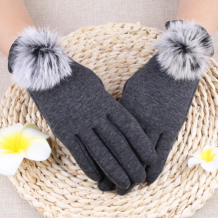 Women's Velvet Touchscreen Gloves Purple Bow