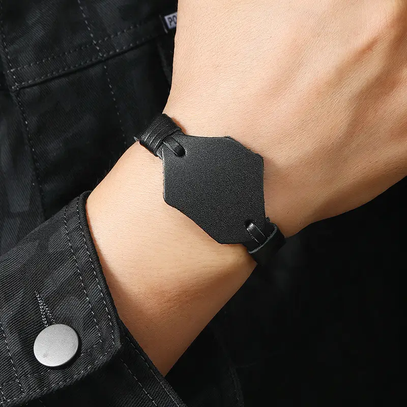Men's Retro Woven Leather Bracelets Brown Black - Image 5