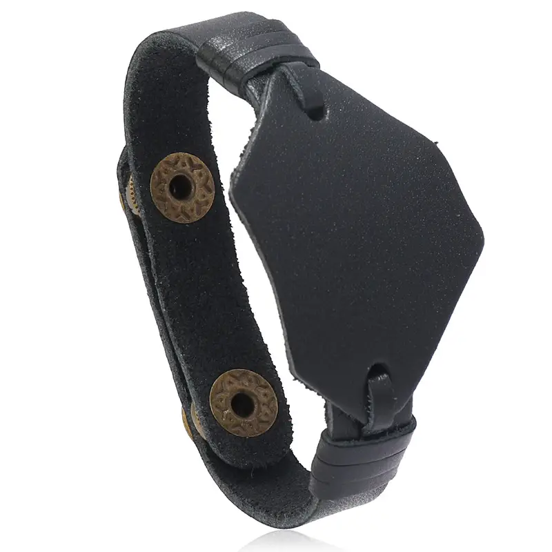 Men's Retro Woven Leather Bracelets Brown Black - Image 2